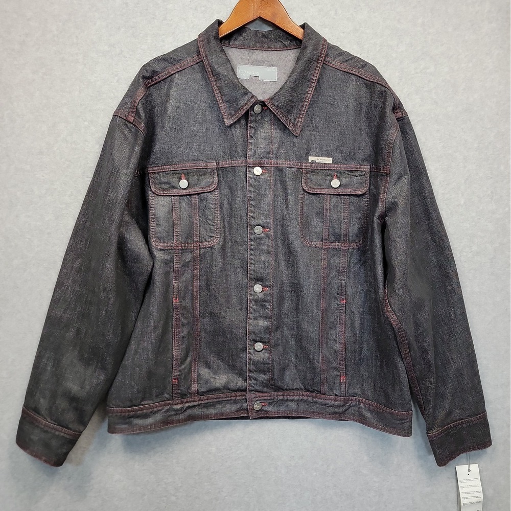 NWT Vintage Iceberg Ice Jeans Denim Jacket Mens 54 Gray 2X Y2K Hip Hop Oversized